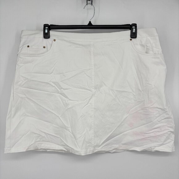Hearts of Palm Women's Essential Solid Tech Stretch Skort White Size 24W NWT - Picture 2 of 7